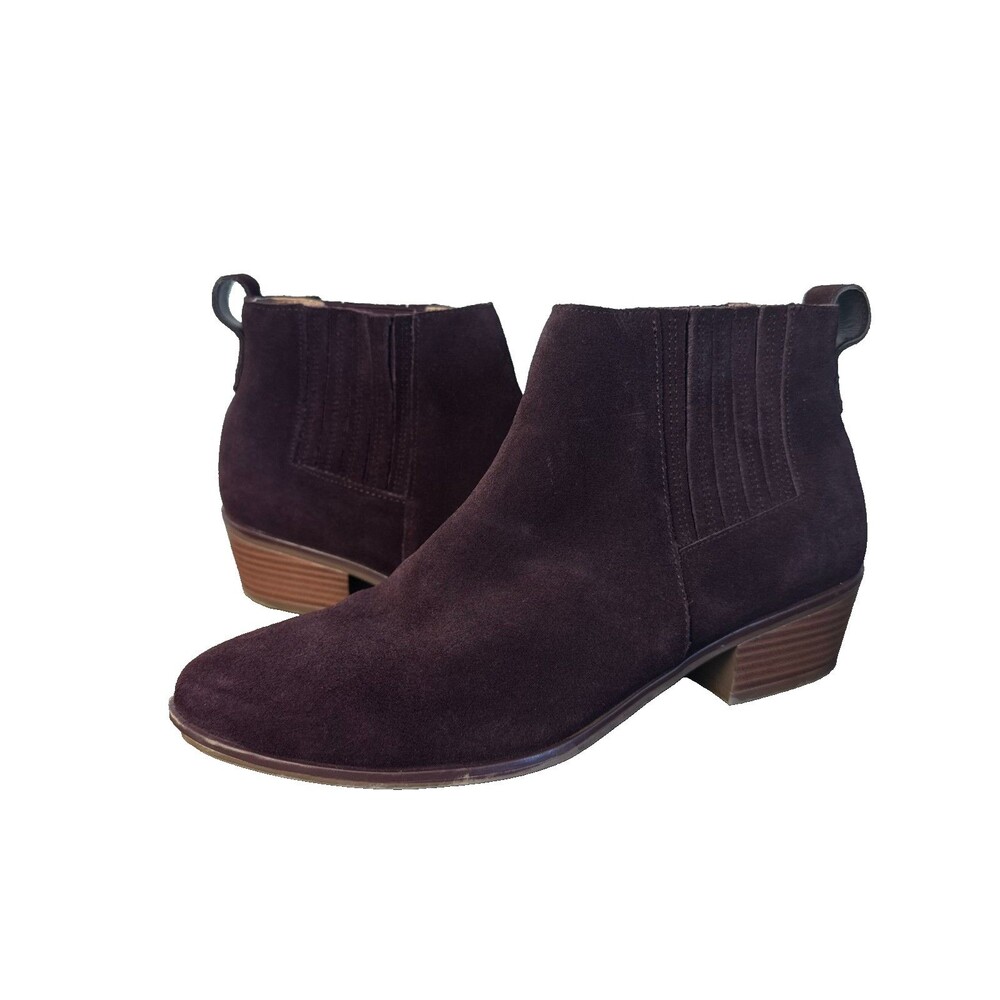 J.Crew Burgundy Suede Chelsea Ankle Boots Women's Size 9M Minimalist